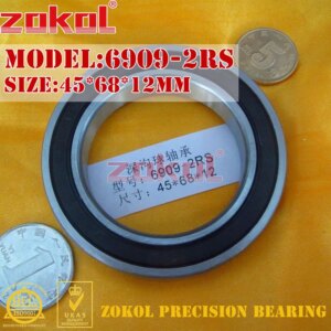 ZOKOL 6909 RS bearing 6909 2RS ZZ 6909ZZ 6909-2RS Deep Groove ball bearing 45*68*12mm