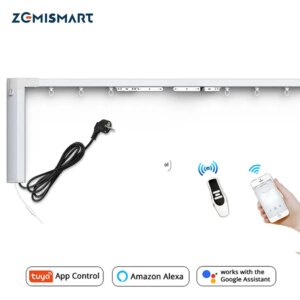 Zemismart New Design WiFi Curtain Motor Tuya Smart Life Customized Electric Curtains Track with RF Remote Alexa Echo Control