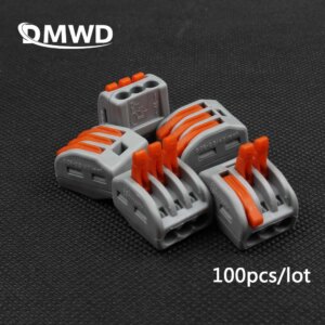 100Pcs PCT-213 PCT213 222-413 Universal Compact Wire Wiring Connector 3 pin Conductor Terminal Block Lever AWG 28-12