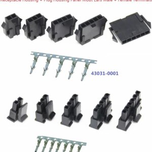 10sets Micro-Fit 3.0 mm Receptacle Housing + Plug Housing Panel Mount Ear + Male Female Crimp Terminal 2 3 4 5 6 Circuits