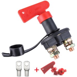 12V 24V Red Key Cut Off Battery Main Kill Switch Vehicle Car Modified Isolator Disconnector Car Power Switch for Auto truck boat