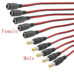 12V 5A DC connectors 5.5 x 2.1mm DC Power Pigtail Cable Male Female Connector for CCTV Security Camera Power Adapter Connectors