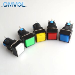 16mm momentary & Self-locking push button switch with LED lamp square button