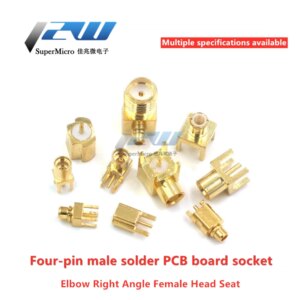 1pcs MCX MMCX KE-KWE-JE-JEF Male / Female Connector Base Right Angle Bent Head Four Feet Solder PCB Socker Adapter