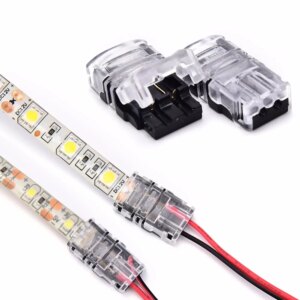 2pin LED Connector Strip to Wire for 8/10mm Single Color IP65 Waterproof SMD 5050 5630 LED Tape Light Connection Conductor