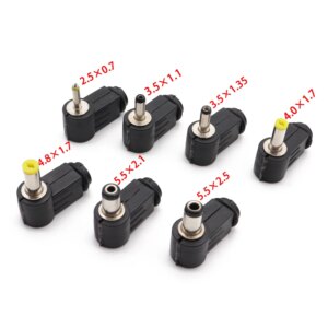 5.5x2.5 5.5x2.1 4.8x1.7 4.0x1.7 3.5x1.35 3.5x1.1 2.5x0.7 mm Male DC Power Plug Connector Angle 90 degree L Shaped plastic Plugs