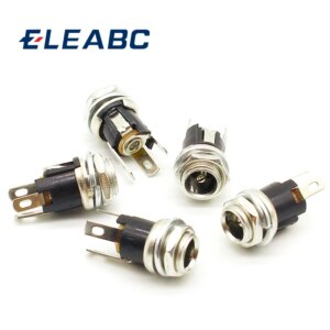 5 Pcs 5.5mmx2.1mm DC Power Jack Socket Female Panel Mount Connector
