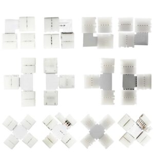 50pcs 10mm Width Solderless Connector 2/3/4/5pin T/L/X Shape Corner Connector For WS2812 3528 5050 RGB Led Strip Light