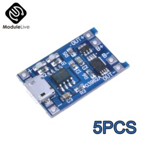 5Pcs Micro USB 5V 1A 18650 TP4056 Lithium Battery Charger Module Charging Board With Dual Functions Automatic Protection