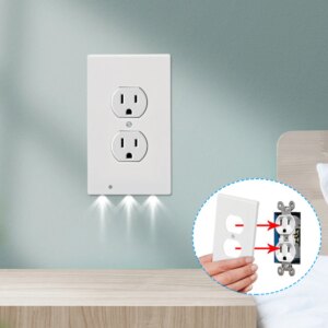 5pcs Night Light Ambient Light Sensor Duplex High-quality Durable Convenient Outlet Cover Wall Plate With Led Night Lights