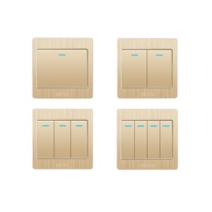 Classic 86 Type Wall Light Switch, 1 2 3 4 Gang 1 2 3 Way 10A 250V Champagne Gold PC Panel Recessed Wall Rocker Switch