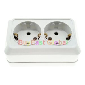 Duplex 2 Way EU Schuko (Type F) Surface Wall Mount Power Socket AC 250V 16A CE Cert