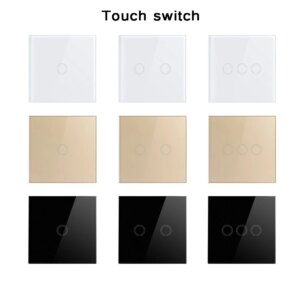 EU/UK Standard Wall Switch, Light Touch Switch 2 Gang 1 Way AC110V 220V Wall Touch Switch