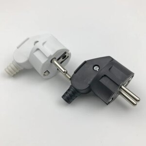 Elbow black white 16A 250V PP flame retardant EU German France 2 pins wiring assembly plug Europe power Adaptor detachable plug