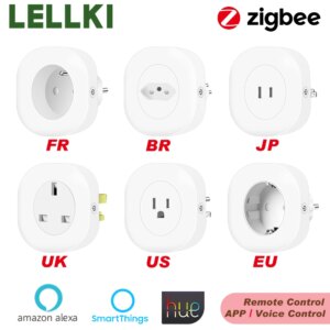 LELLKI Zigbee Power Plug Socket Smart Home EU UK US Japan Brazil French Remote Control With SmartThings Hue Alexa Hub