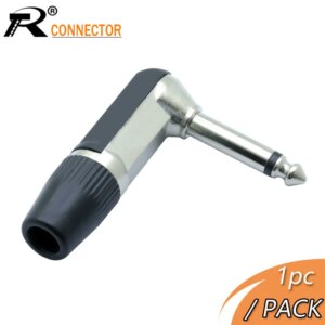 R Connector 1pc 6.35 Jack Speaker Microphone Plug 1/4'' 6.35mm 2 Pole Mono Male Jack Right Angle Guitar Plug Adapter Connector