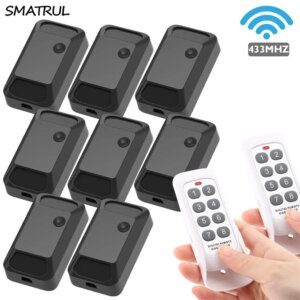 SMATRUL smart Wireless Switch Light Electrical 433MHZ RF 8 Key Remote Control Relay Receiver home led Lamp ON/OFF 220V 110V