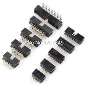 10PCS DC3 6P/8P/10P/14P/16P/20P/30P/34P/40P 2.54mm Socket Header Connector ISP Male Double-spaced Straight needle Curved needle
