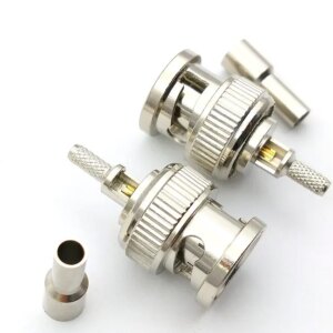 10pcs BNC Male Plug Window Straight Crimp for RG174 RG316 RG179 Cable ADAPTER 50 Ohm