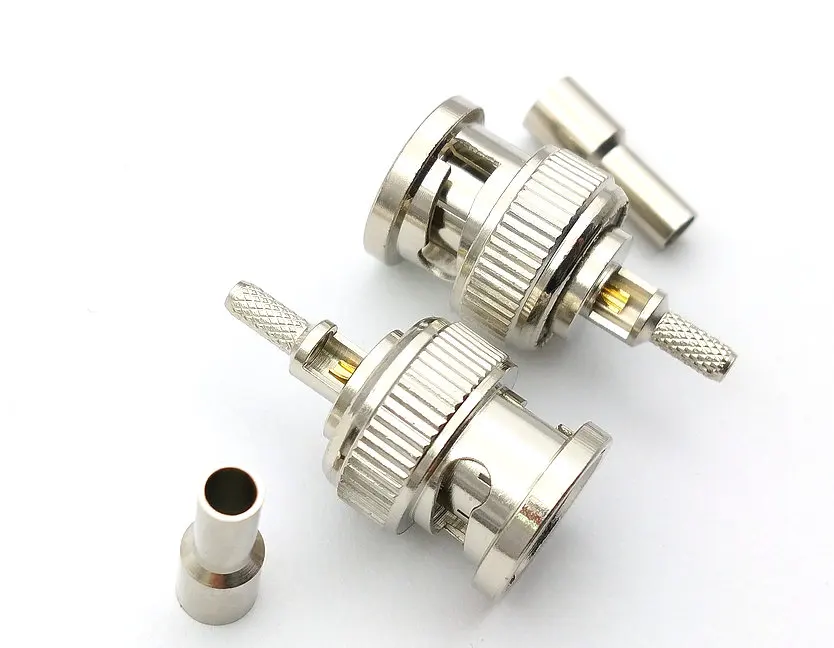 10pcs BNC Male Plug Window Straight Crimp for RG174 RG316 RG179 Cable ADAPTER 50 Ohm