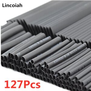 127Pcs/set Black Weatherproof Heat Shrink Sleeving Tubing Tube Assortment Kit Wrap Cable Electrical Connection Electrical Wire