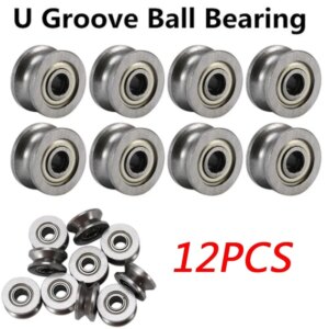 12Pcs/Set U604ZZ 4*12*4mm U Groove Ball Bearing Guide Pulley For Rail Track Linear Motion System