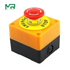 1PCS Plastic Shell Red Sign Push Button Switch DPST Mushroom Emergency Stop Button SwitchAC 660V 10A NO+NC LAY37-11ZS