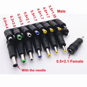 1pcs DC Connector 5.5 x 2.1MM Female Power Adapter to 3.5 x 1.35、4.0 x1.7、4.8×1.7、5.5×1.7、5.5×2.1、5.5×2.5、6.3×3.0、6.0×4.4MM Male