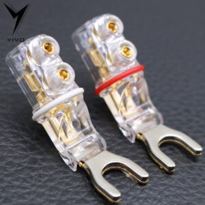 4pcs Hi-end Guangzhou YIVO Pure Red Copper Y shape Speaker Audio Jack Plugs screwing Banana Plug Connector Connectors
