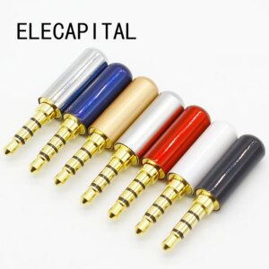 7pcs Copper Gold Plated 1/8" 3.5mm Male Mini Jack Plug soldering 4 pole plug Repair Headphone Cable Solder