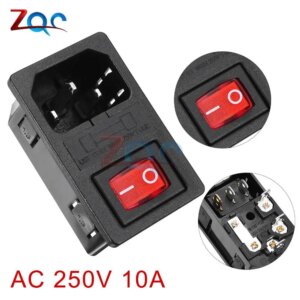 AC 10A 250V Rocker Switch Fused IEC320 C14 Inlet Power Socket Fuse Switch Connector Plug Connector with 10A fuse Copper core