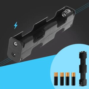 Battery Holder 4x AA Long Back Case 6V Dual Layers Double-sided Box 9V Button Plastic Storage Container Soldering Connecting