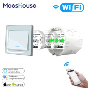 DIY Smart WiFi Light LED Dimmer Switch Smart Life/Tuya APP Remote Control 1/2 Way Switch,Works with Alexa Echo Google Home