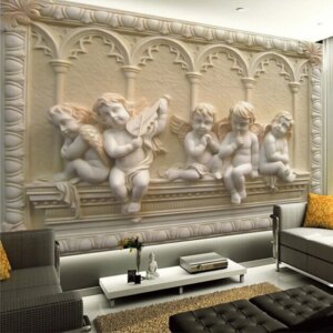European Style 3D Relief Angel Sculpture Photo Wall Mural Wallpapers For Wall 3 D Living Room TV Backdrop Home Decor Wall Cloth