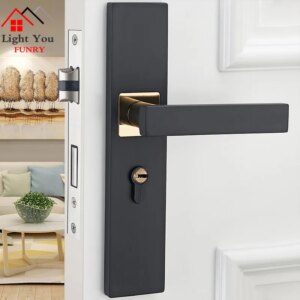 European Style Door Lock Indoor Bedroom Door lock Black Bathroom Wood Door Handle Household Mute Door Lock