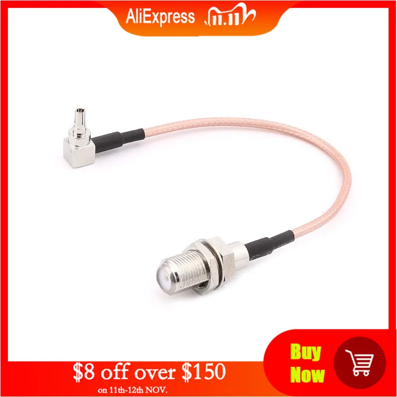 F Type Female Jack To CRC9 Male Right Angle RG316 Pigtail Cable 15cm For HUAWEI Modem