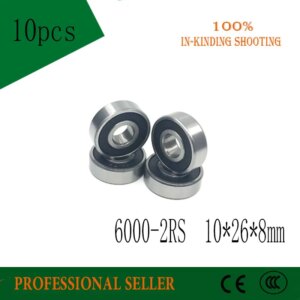 Free shipping 10pcs 6000-2RS 10*26*8mm Bearing 10x26x8 mm Deep Groove 6000 2RS Ball Bearings 6000RS 180100 RS