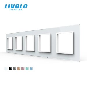 Livolo Luxury 7colors Crystal Glass Switch Panel, 364mm*80mm, EU standard,Quintuple Glass Panel For Wall Socket C7-5SR-11