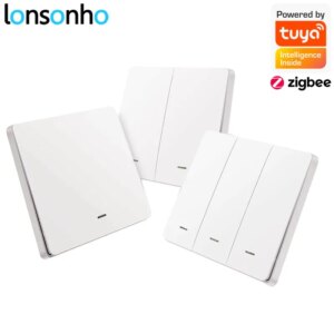 Lonsonho Tuya Zigbee Wireless Smart Scene Switch 1 2 3 Gang 2 Way Remote Control Sticker Zigbee2mqtt Home Assistant Smart Home