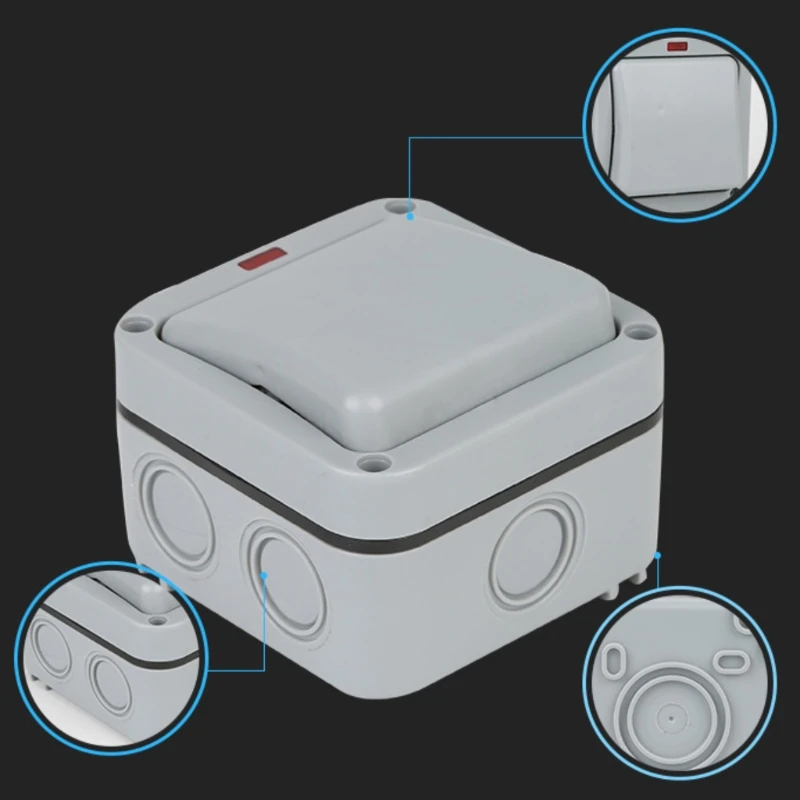 MP12 Wall Switch Outdoor Waterproof Dust-proof Wall Switch Socket for Garden