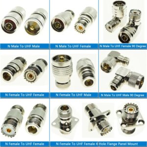 N To UHF PL259 SO239 Connector Socket N Male Female To UHF Male Female 90 Degree Right Angle Flange Panel Mount Coaxial Adapters