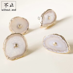 Nordic Naturalism Handle Natural Agate Brass Drawer Cabinet Door Decorative Knobs for Drawers
