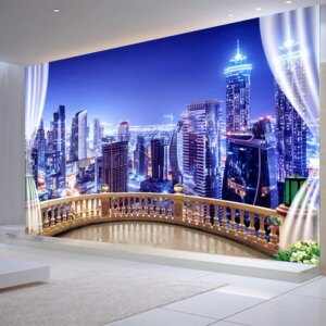 Photo Wallpapers 3D City Building Night Landscape Wall Cloth Living Room TV Sofa Background Home Decor 3D Wall Mural Painting