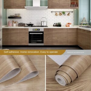 Removable Wooden Grain Waterproof Wallpaper Oil-proof Self-adhesive Stickers for Kids Room Peel and Stick Wall Papers Home Decor