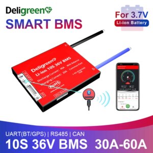 Smart BMS 10S 30A 40A 60A UART 485 Bluetooth for 36V Li-ion Battery Pack Energy Storage With Balance