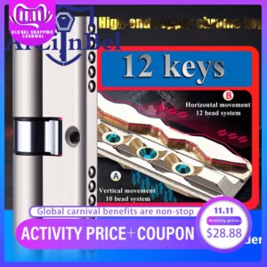 Super C class 12 key cylinder Anti-theft core of the door lock Universal copper plated chrome customized cylinders Copper key