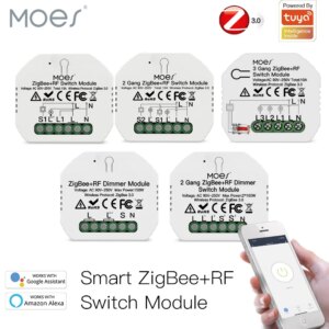Tuya ZigBee 3.0 Smart Light Switch Relay Module 1/2/3 Gang Smart Life/Tuya App Control, Works with Alexa Google Home Yandex