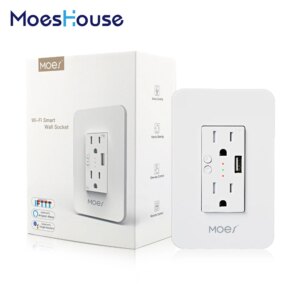 Wifi Smart Wall Power Outlets Plug with 2 USB Socket Smart Life/Tuya APP Remote Control Anywhere Work with Alexa Google Home