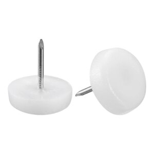 uxcell 20/40/60/80pcs Furniture Feet Nail Plastic Glide Nails Chair Table Leg Protector Pads 16/20/22mm Diameter White