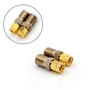 1 Pcs Connector F Type Female Jack To SMA Male Plug Straight RF Coaxial Adapter Connector Gold Tone